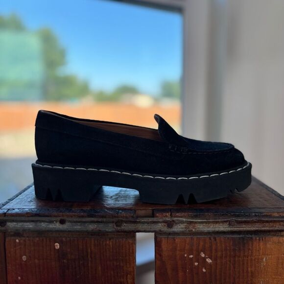 Aquatalia Honora Suede Leather Loafers Black 7 NWOB - Picture 10 of 11